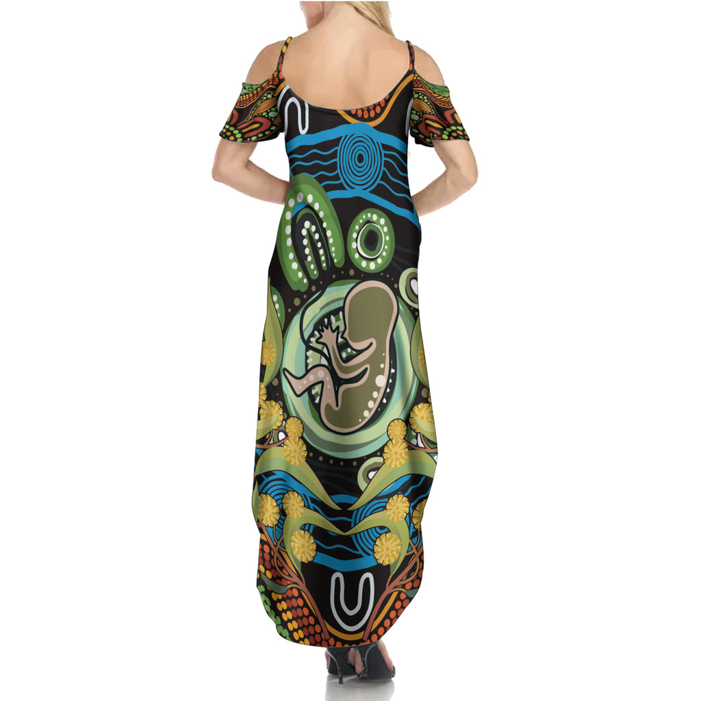 Baby in the Womb Summer Maxi Dress Aboriginal Art Style