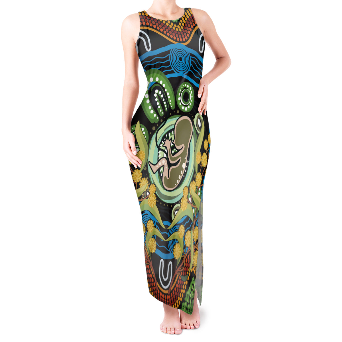 Baby in the Womb Tank Maxi Dress Aboriginal Art Style
