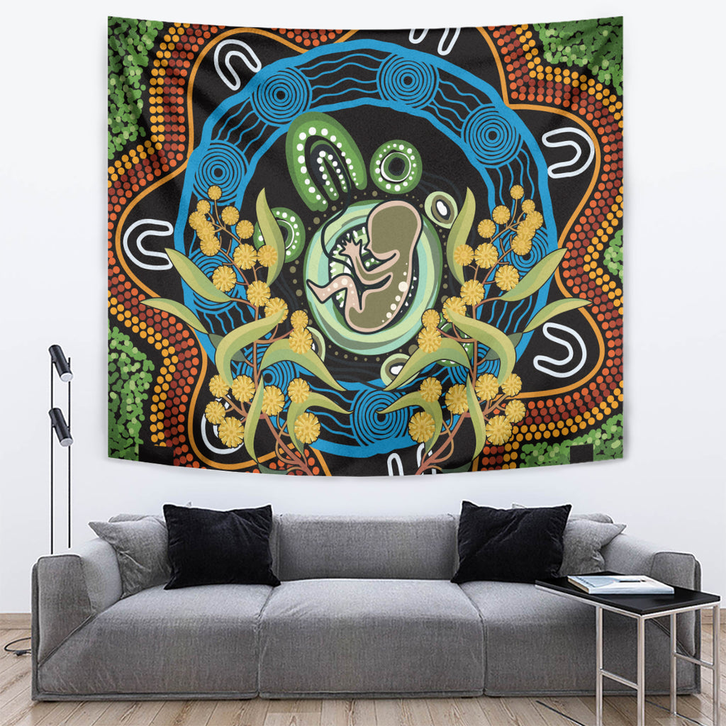 Baby in the Womb Tapestry Aboriginal Art Style