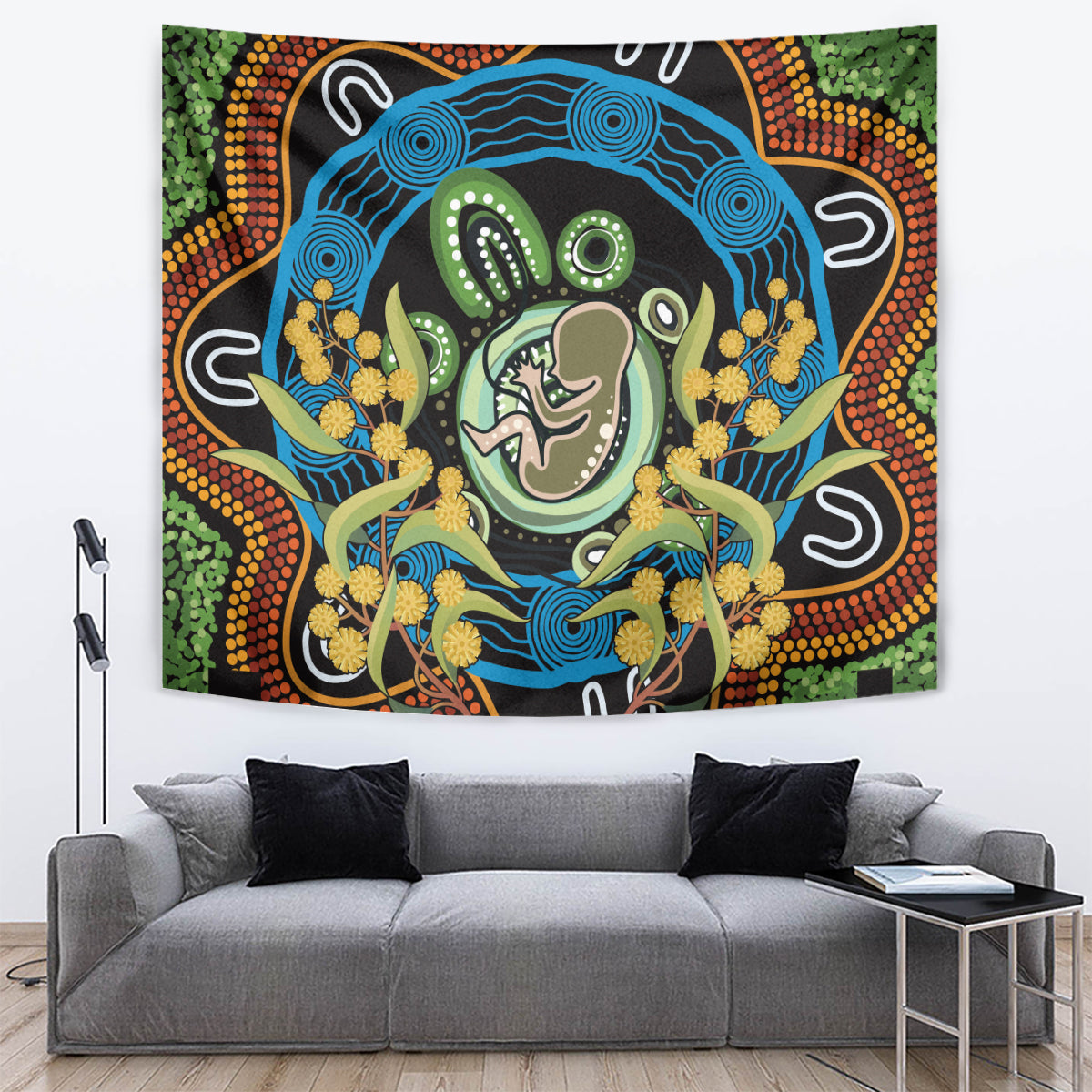 Baby in the Womb Tapestry Aboriginal Art Style