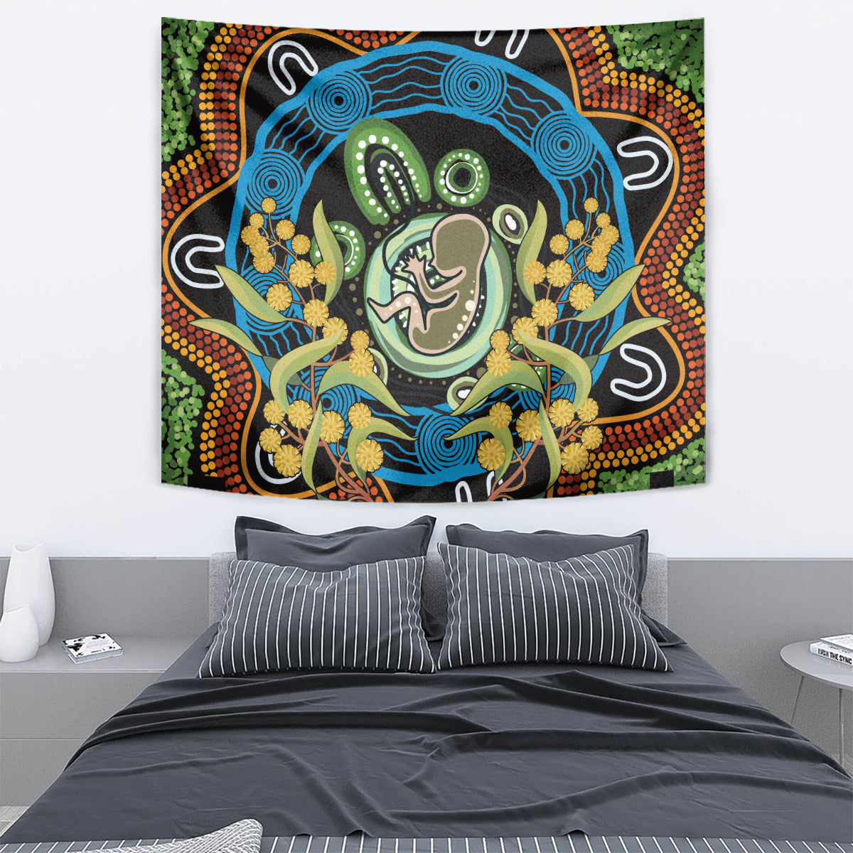 Baby in the Womb Tapestry Aboriginal Art Style
