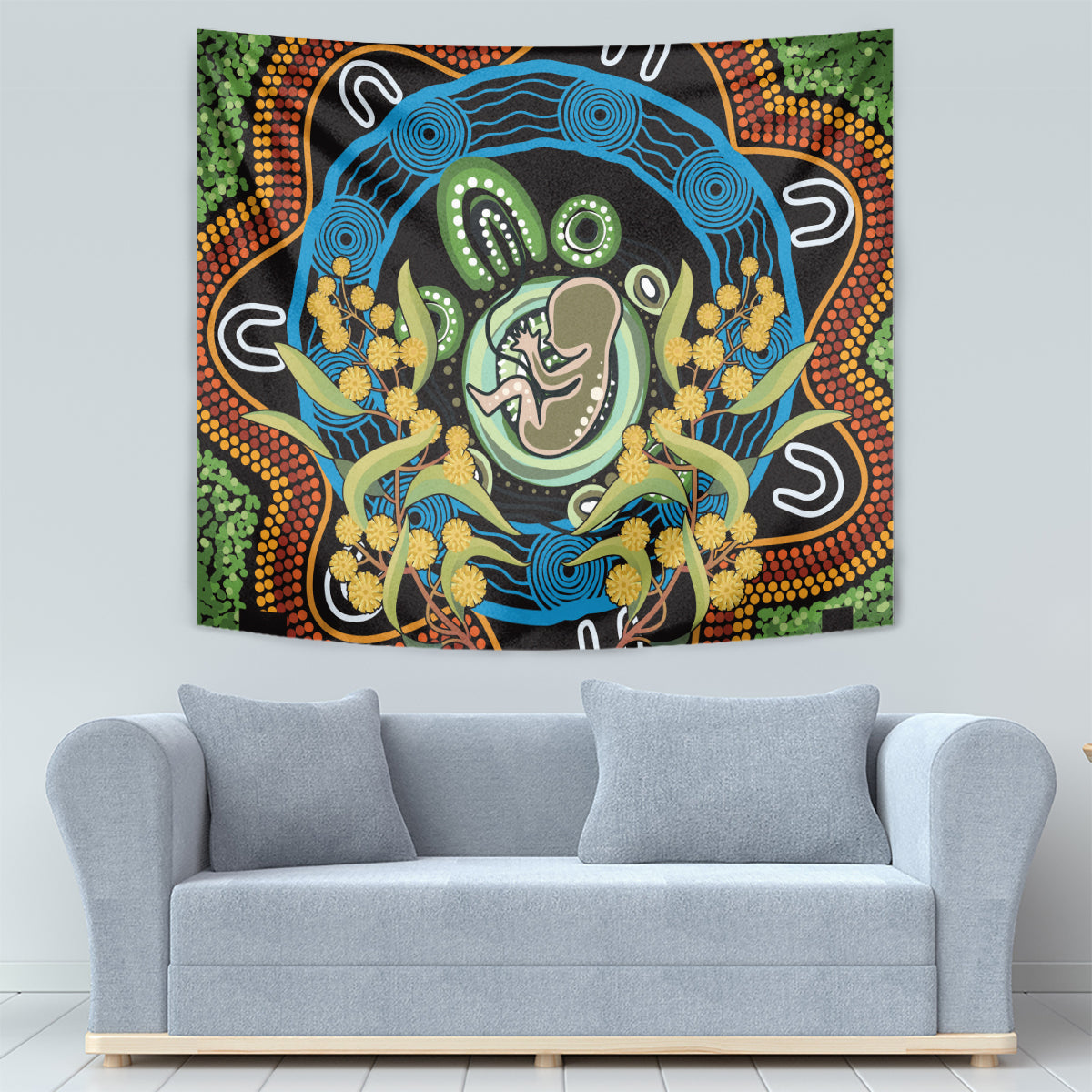 Baby in the Womb Tapestry Aboriginal Art Style