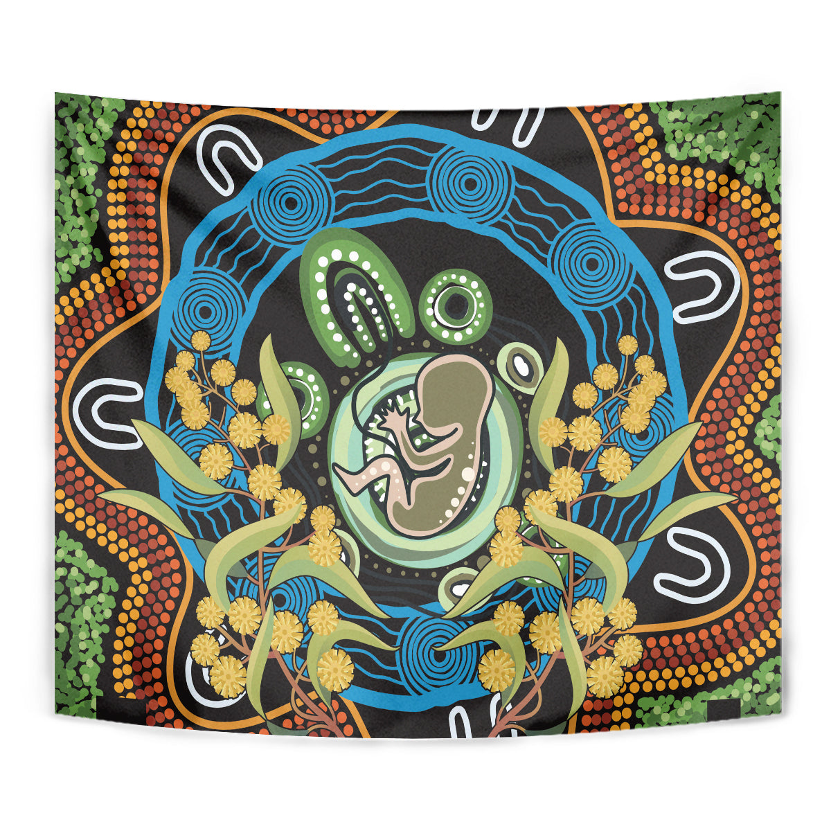 Baby in the Womb Tapestry Aboriginal Art Style