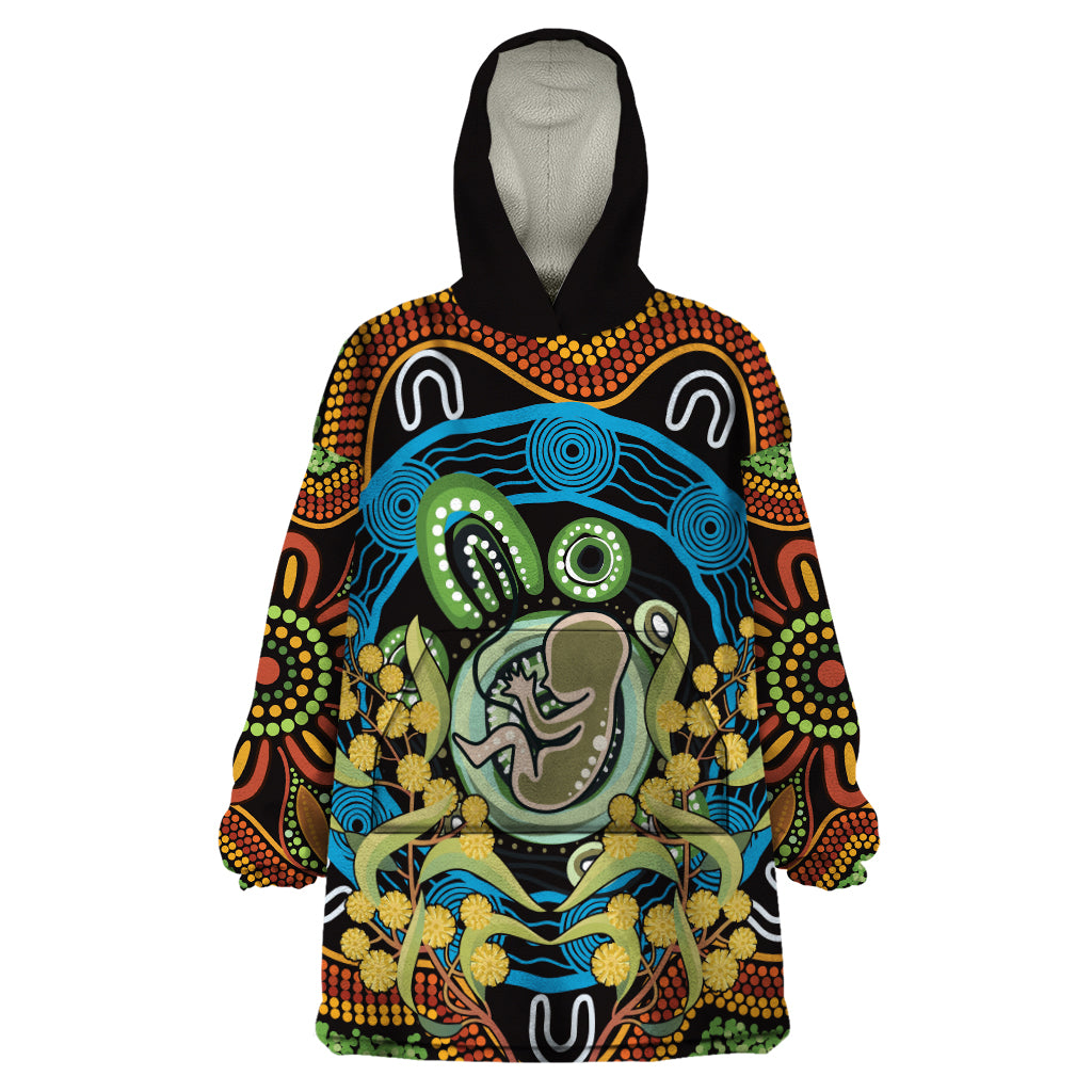 Baby in the Womb Wearable Blanket Hoodie Aboriginal Art Style