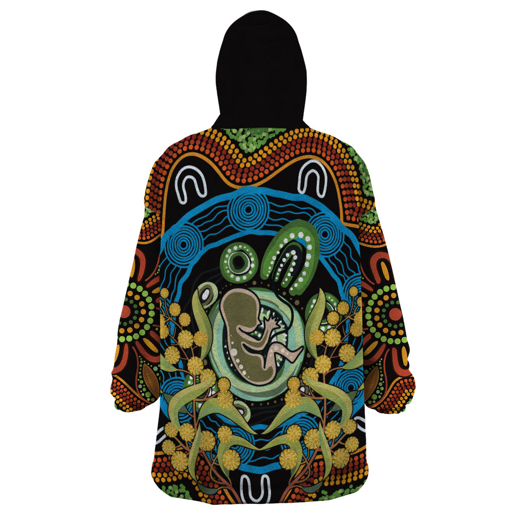 Baby in the Womb Wearable Blanket Hoodie Aboriginal Art Style
