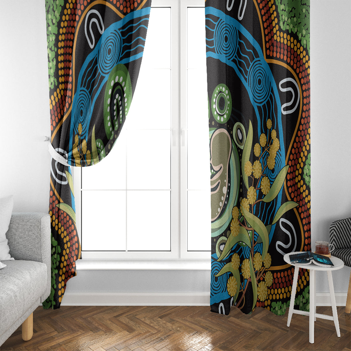 Baby in the Womb Window Curtain Aboriginal Art Style