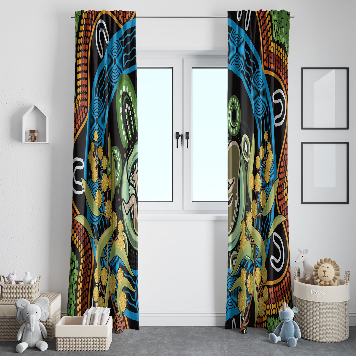 Baby in the Womb Window Curtain Aboriginal Art Style