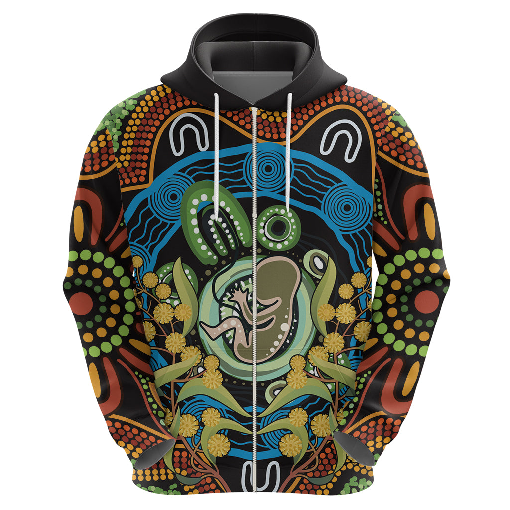 Baby in the Womb Zip Hoodie Aboriginal Art Style