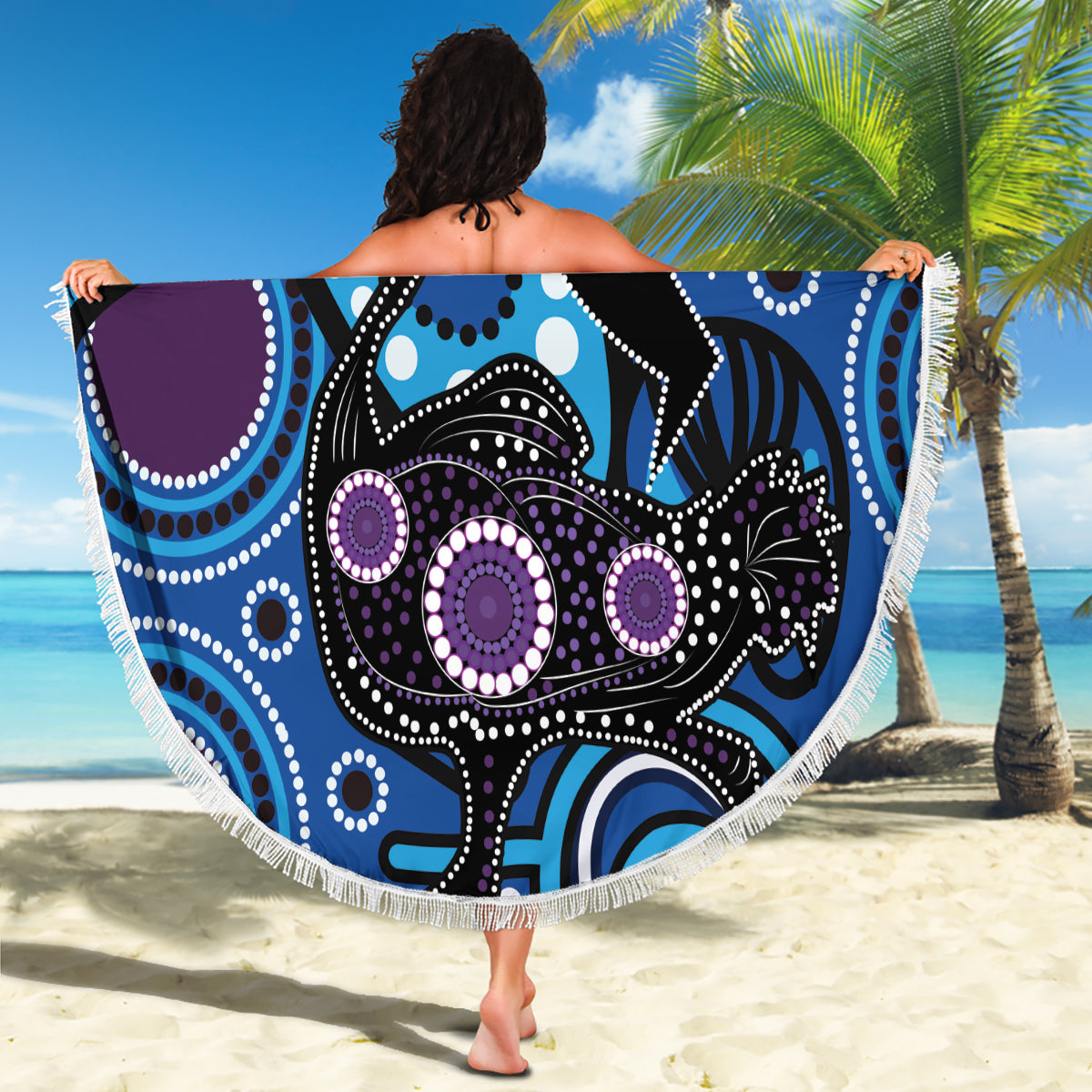 Emu NAIDOC 2024 Beach Blanket Aboriginal Art Style