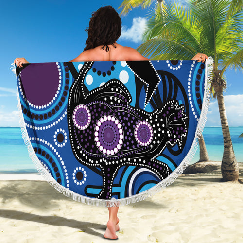 Emu NAIDOC 2024 Beach Blanket Aboriginal Art Style