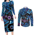 Emu NAIDOC 2024 Couples Matching Long Sleeve Bodycon Dress and Long Sleeve Button Shirt Aboriginal Art Style