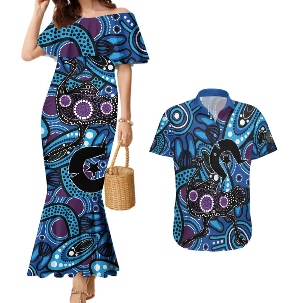 Emu NAIDOC 2024 Couples Matching Mermaid Dress and Hawaiian Shirt Aboriginal Art Style