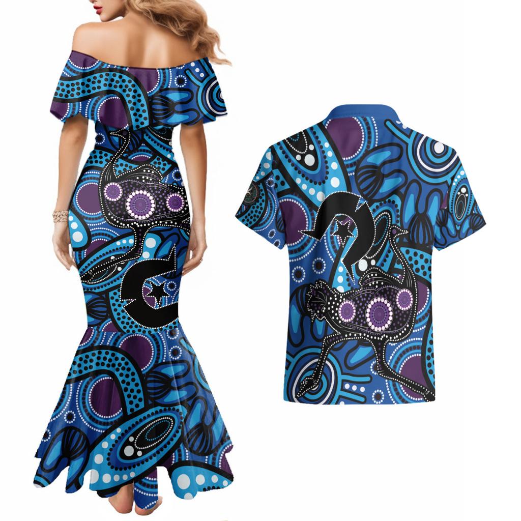 Emu NAIDOC 2024 Couples Matching Mermaid Dress and Hawaiian Shirt Aboriginal Art Style