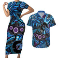 Emu NAIDOC 2024 Couples Matching Short Sleeve Bodycon Dress and Hawaiian Shirt Aboriginal Art Style