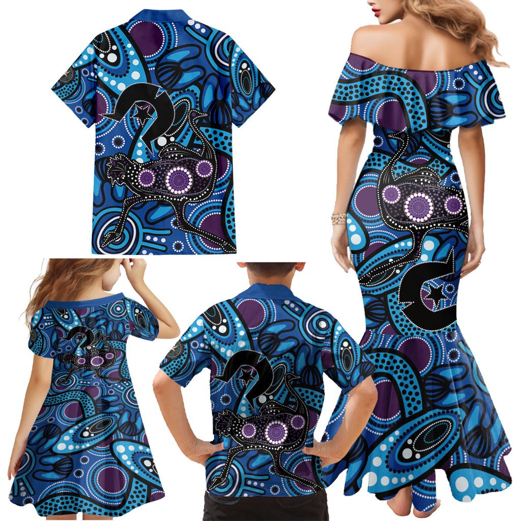 Emu NAIDOC 2024 Family Matching Mermaid Dress and Hawaiian Shirt Aboriginal Art Style