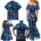 Emu NAIDOC 2024 Family Matching Mermaid Dress and Hawaiian Shirt Aboriginal Art Style