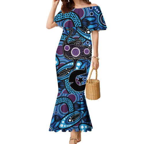 Emu NAIDOC 2024 Family Matching Mermaid Dress and Hawaiian Shirt Aboriginal Art Style