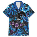Emu NAIDOC 2024 Family Matching Off The Shoulder Long Sleeve Dress and Hawaiian Shirt Aboriginal Art Style