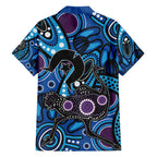 Emu NAIDOC 2024 Family Matching Off The Shoulder Long Sleeve Dress and Hawaiian Shirt Aboriginal Art Style