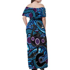 Emu NAIDOC 2024 Family Matching Off Shoulder Maxi Dress and Hawaiian Shirt Aboriginal Art Style