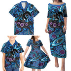 Emu NAIDOC 2024 Family Matching Puletasi and Hawaiian Shirt Aboriginal Art Style