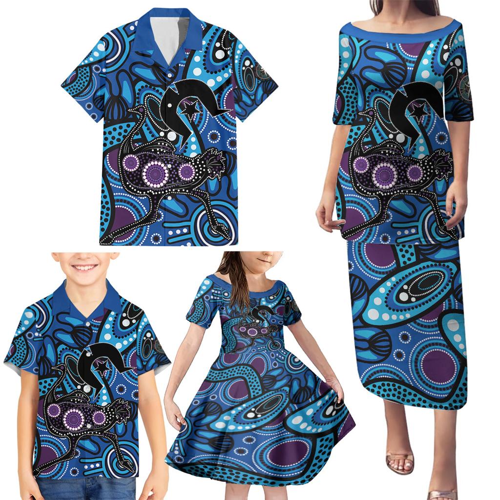 Emu NAIDOC 2024 Family Matching Puletasi and Hawaiian Shirt Aboriginal Art Style