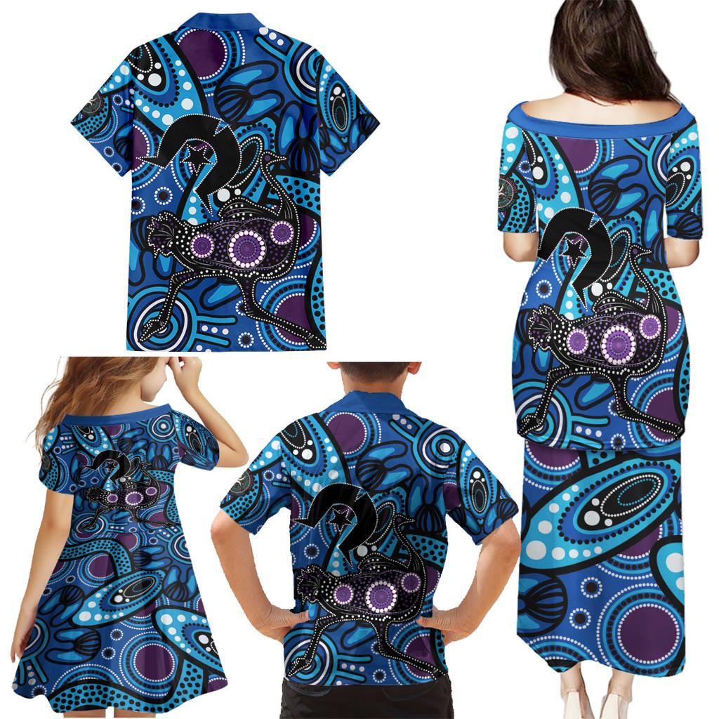 Emu NAIDOC 2024 Family Matching Puletasi and Hawaiian Shirt Aboriginal Art Style