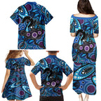 Emu NAIDOC 2024 Family Matching Puletasi and Hawaiian Shirt Aboriginal Art Style