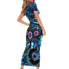 Emu NAIDOC 2024 Family Matching Short Sleeve Bodycon Dress and Hawaiian Shirt Aboriginal Art Style
