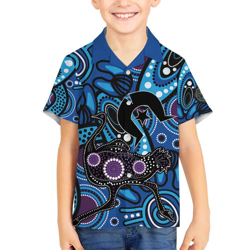 Emu NAIDOC 2024 Family Matching Short Sleeve Bodycon Dress and Hawaiian Shirt Aboriginal Art Style