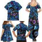 Emu NAIDOC 2024 Family Matching Summer Maxi Dress and Hawaiian Shirt Aboriginal Art Style
