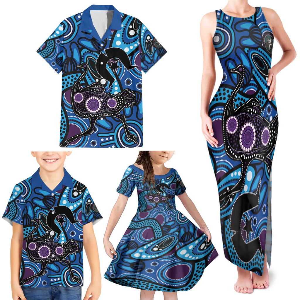 Emu NAIDOC 2024 Family Matching Tank Maxi Dress and Hawaiian Shirt Aboriginal Art Style
