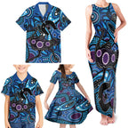Emu NAIDOC 2024 Family Matching Tank Maxi Dress and Hawaiian Shirt Aboriginal Art Style