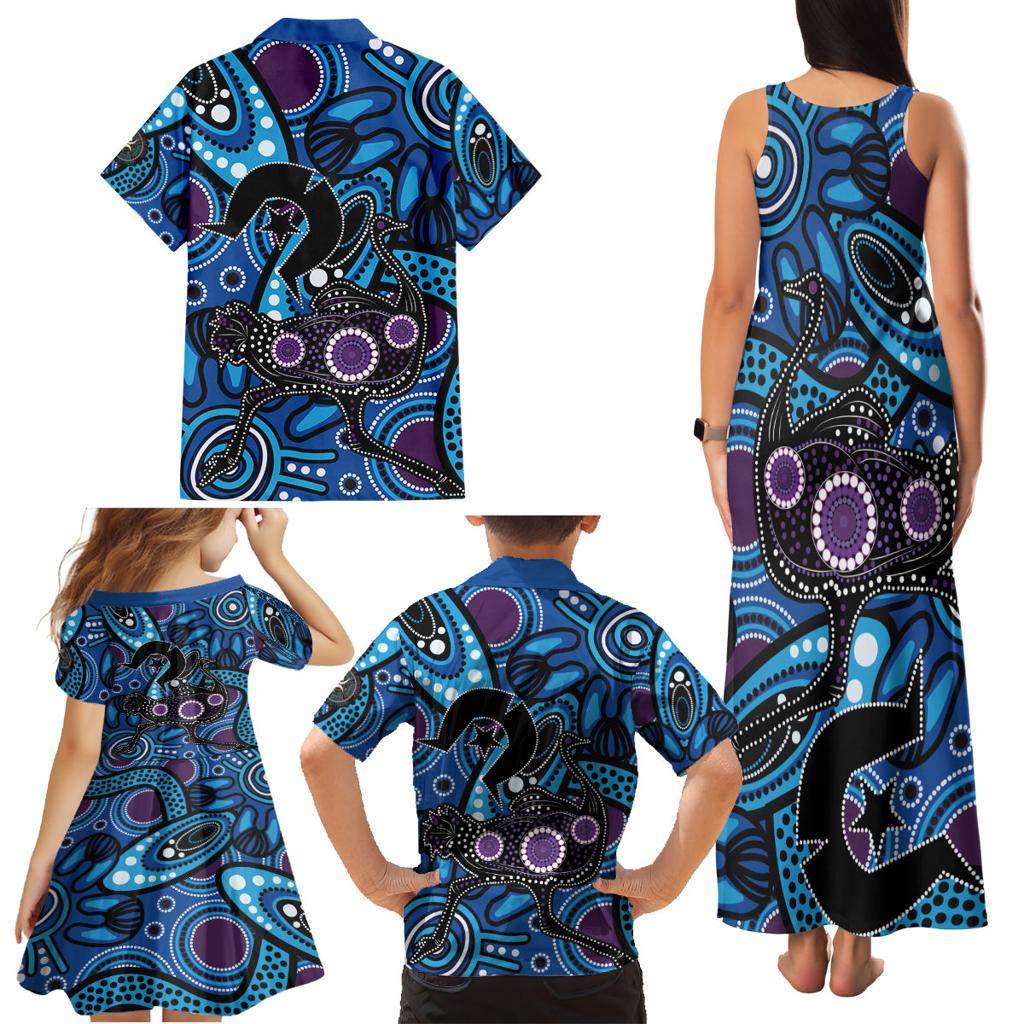Emu NAIDOC 2024 Family Matching Tank Maxi Dress and Hawaiian Shirt Aboriginal Art Style
