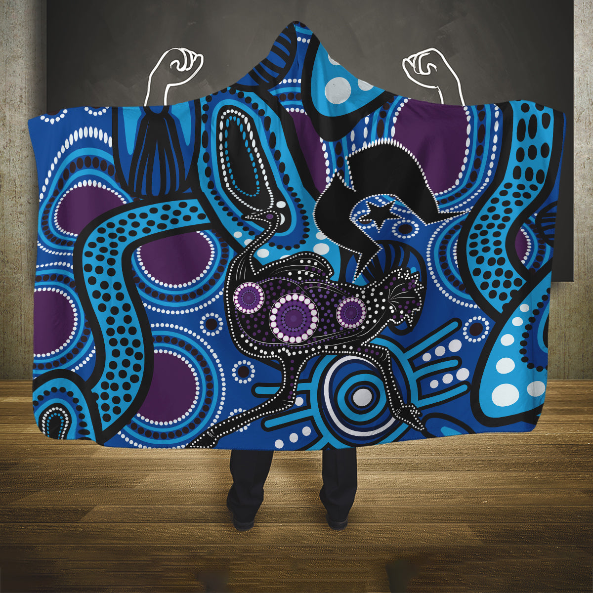 Emu NAIDOC 2024 Hooded Blanket Aboriginal Art Style