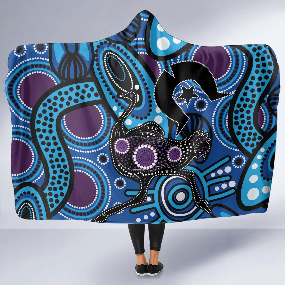 Emu NAIDOC 2024 Hooded Blanket Aboriginal Art Style
