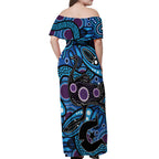 Emu NAIDOC 2024 Off Shoulder Maxi Dress Aboriginal Art Style