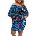 Emu NAIDOC 2024 Off Shoulder Short Dress Aboriginal Art Style