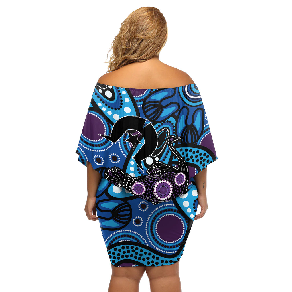 Emu NAIDOC 2024 Off Shoulder Short Dress Aboriginal Art Style