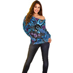 Emu NAIDOC 2024 Off Shoulder Sweater Aboriginal Art Style