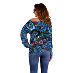 Emu NAIDOC 2024 Off Shoulder Sweater Aboriginal Art Style