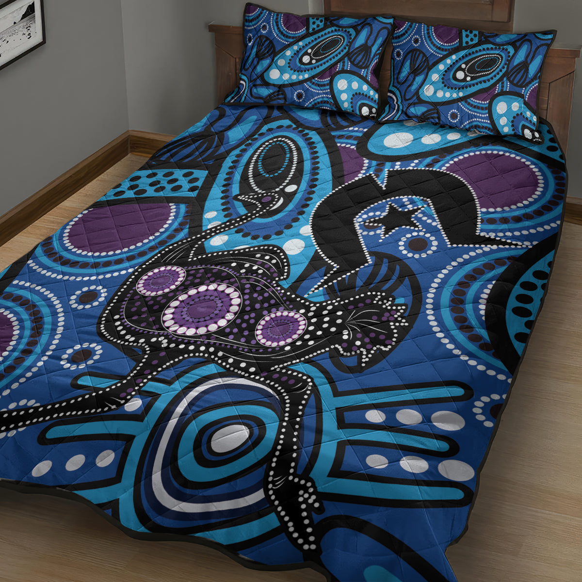 Emu NAIDOC 2024 Quilt Bed Set Aboriginal Art Style