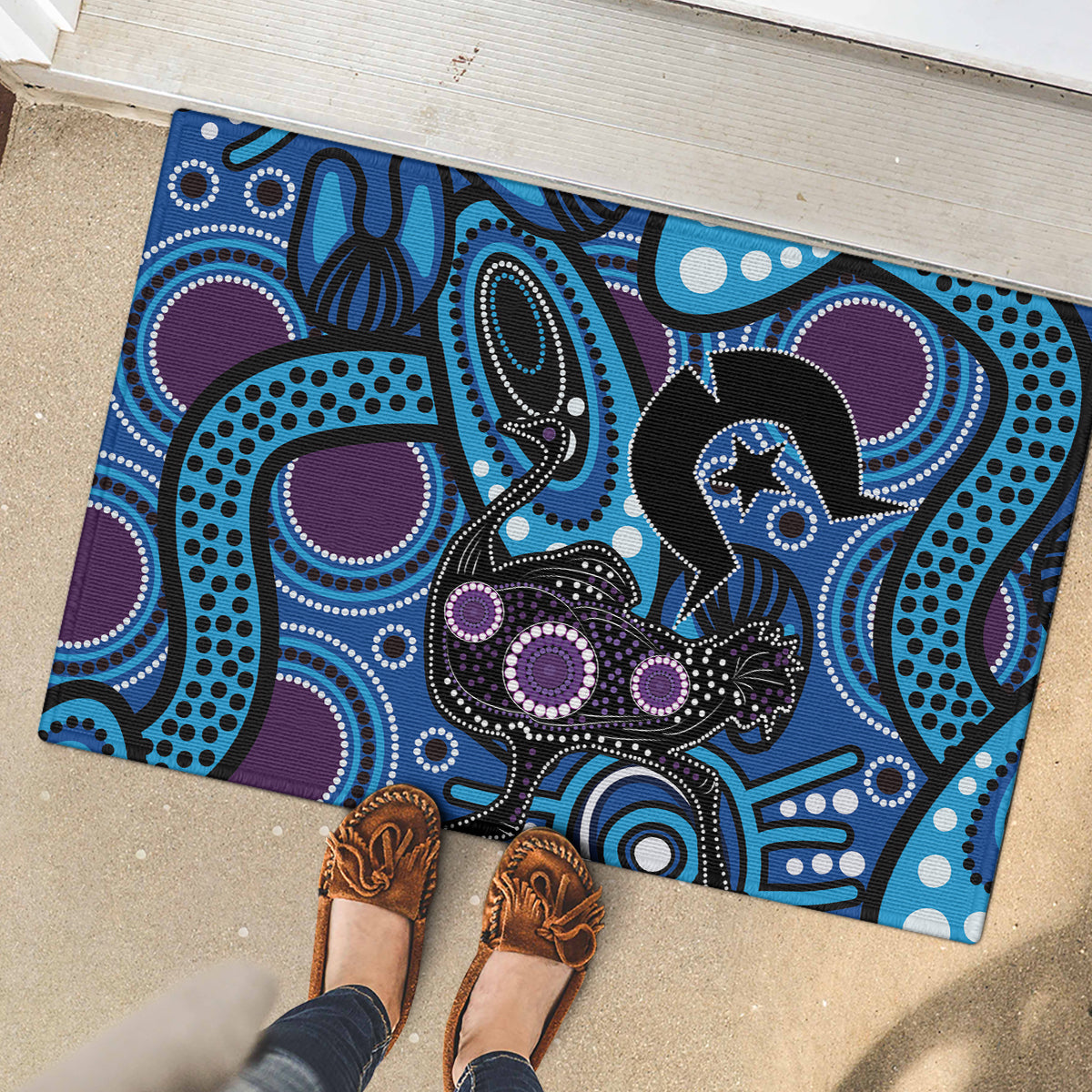 Emu NAIDOC 2024 Rubber Doormat Aboriginal Art Style