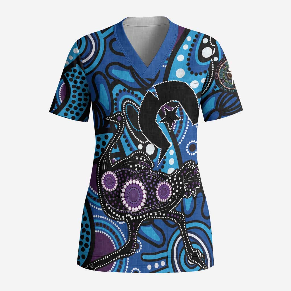Emu NAIDOC 2024 Scrub Top Aboriginal Art Style - Aussie Hoodie