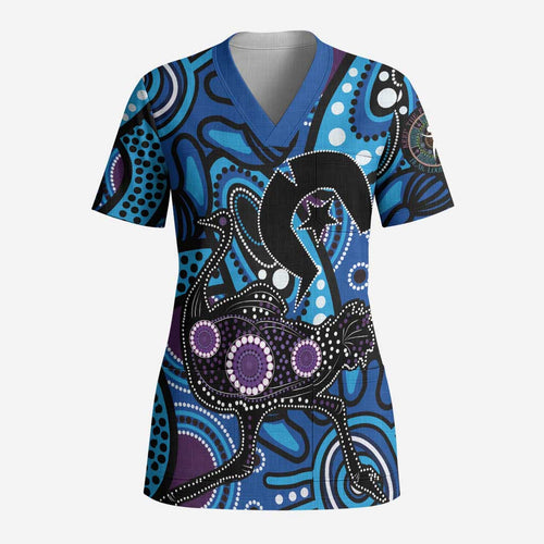 Emu NAIDOC 2024 Scrub Top Aboriginal Art Style - Aussie Hoodie