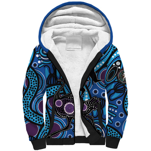 Emu NAIDOC 2024 Sherpa Hoodie Aboriginal Art Style