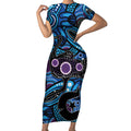Emu NAIDOC 2024 Short Sleeve Bodycon Dress Aboriginal Art Style