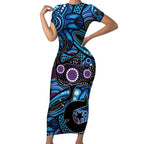 Emu NAIDOC 2024 Short Sleeve Bodycon Dress Aboriginal Art Style