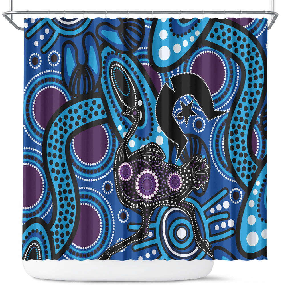 Emu NAIDOC 2024 Shower Curtain Aboriginal Art Style