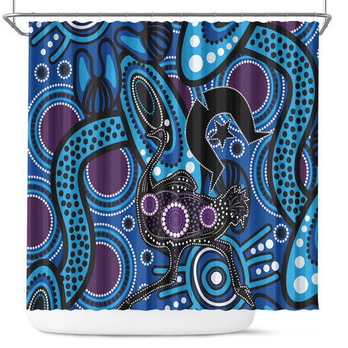 Emu NAIDOC 2024 Shower Curtain Aboriginal Art Style